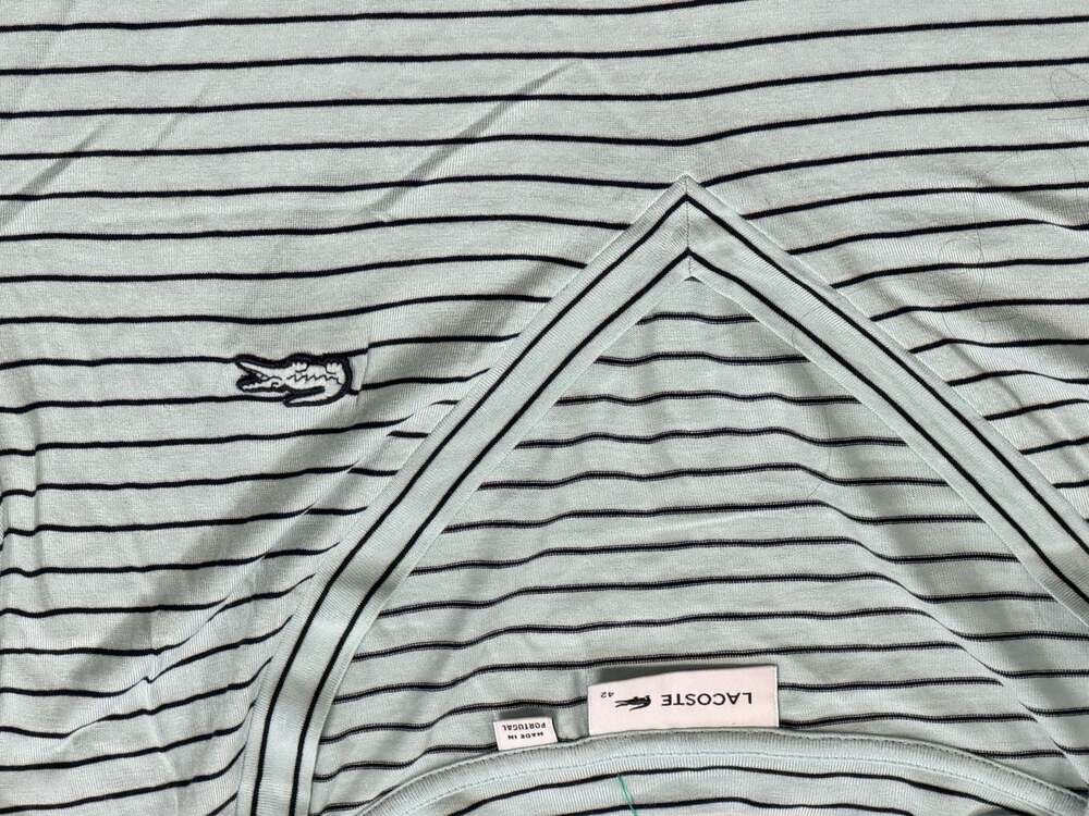 Lacoste Women's Striped V-Neck Short Sleeve T-Shirt